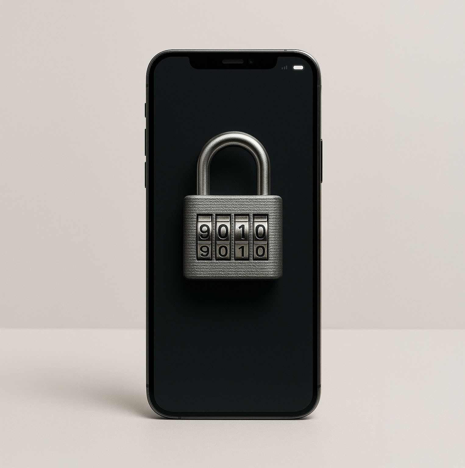 Ein Smartphone mit einem Zahlenschloss auf dem Bildschirm.