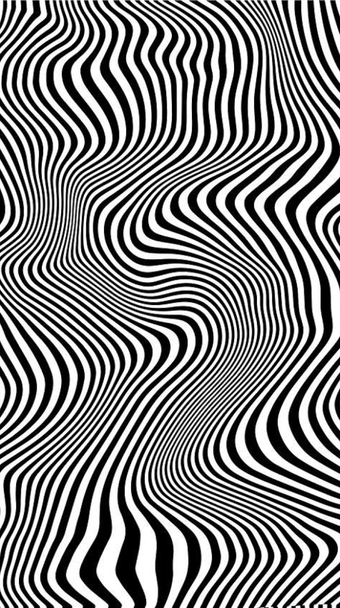 Optische Täuschung: schwarz-weisse, wellenförmige Streifen