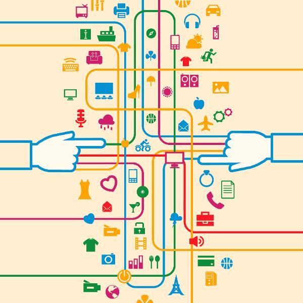 Illustration von vielen verschiedenen Berufswegen.